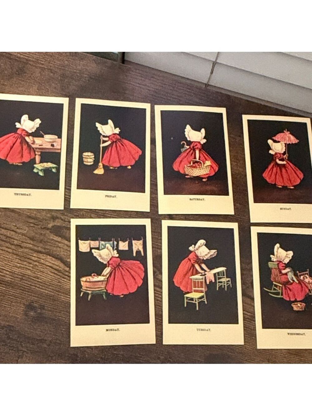 Vintage 1905 Sunbonnet Postcards Set Day of the Week cottagecore granny twee
